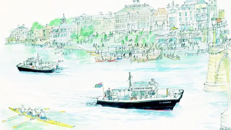 An artists impression of the new Ecocats patrol launch at work on the Thames.