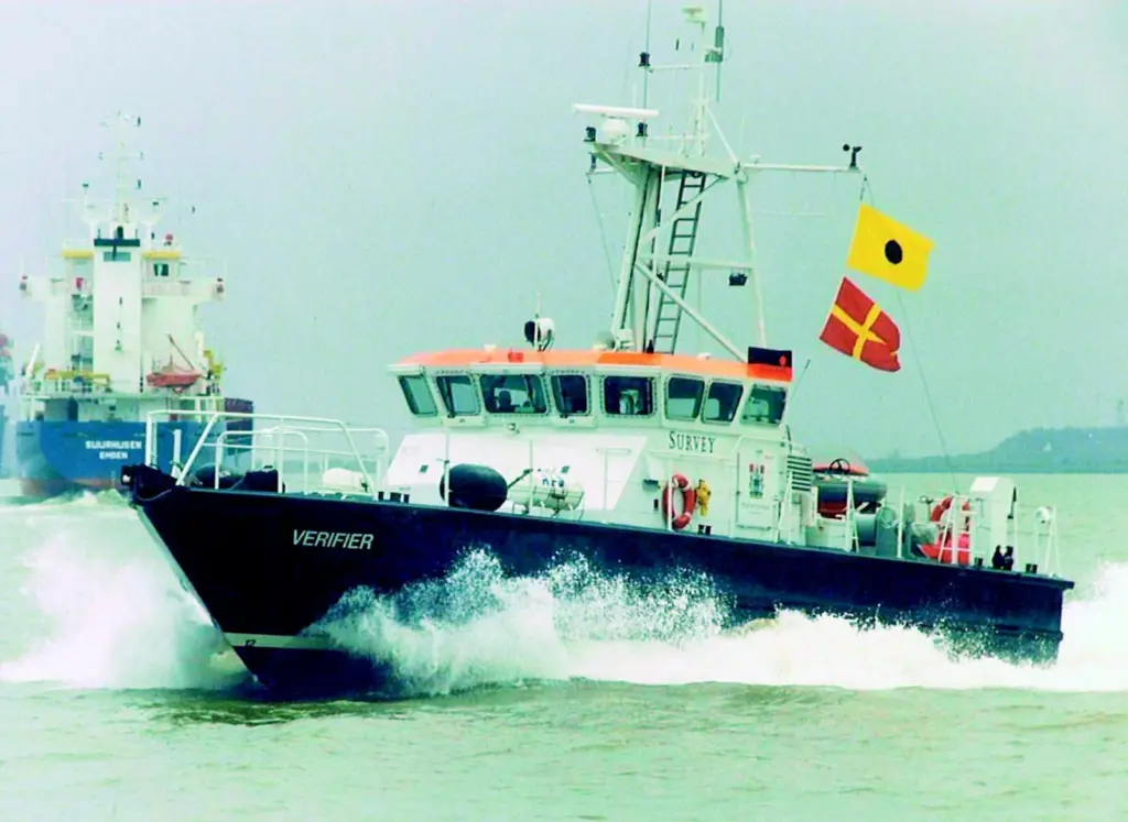 A specially designed exhaust system has reduced pass by noise from the PLAs largest survey vessel. Photo courtesy of PLA.