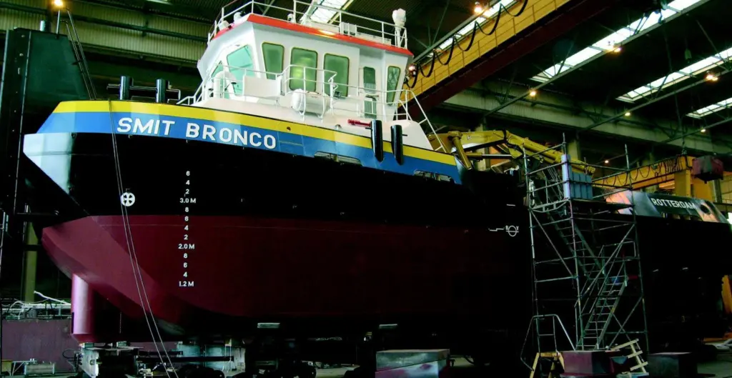 SMIT Bronco nearing completion before its launch at the IHC Holland Merwede yard last month.