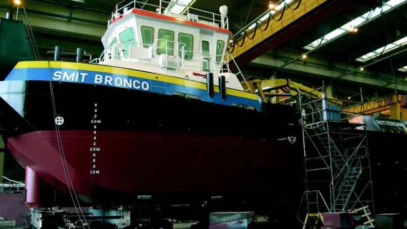 SMIT Bronco nearing completion before its launch at the IHC Holland Merwede yard last month.