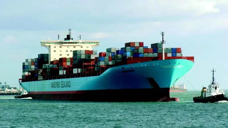 The 109,000dwt, 352.6m LOA Arnold Maersk calls at the ABP Port of Southampton last month.