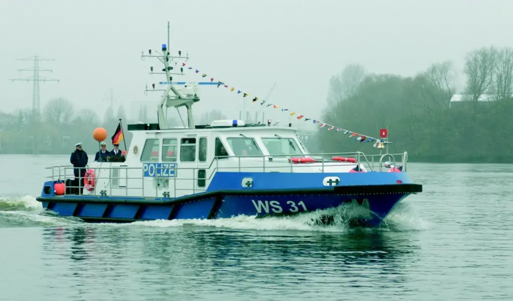 The first of three new police boats from Barthels.