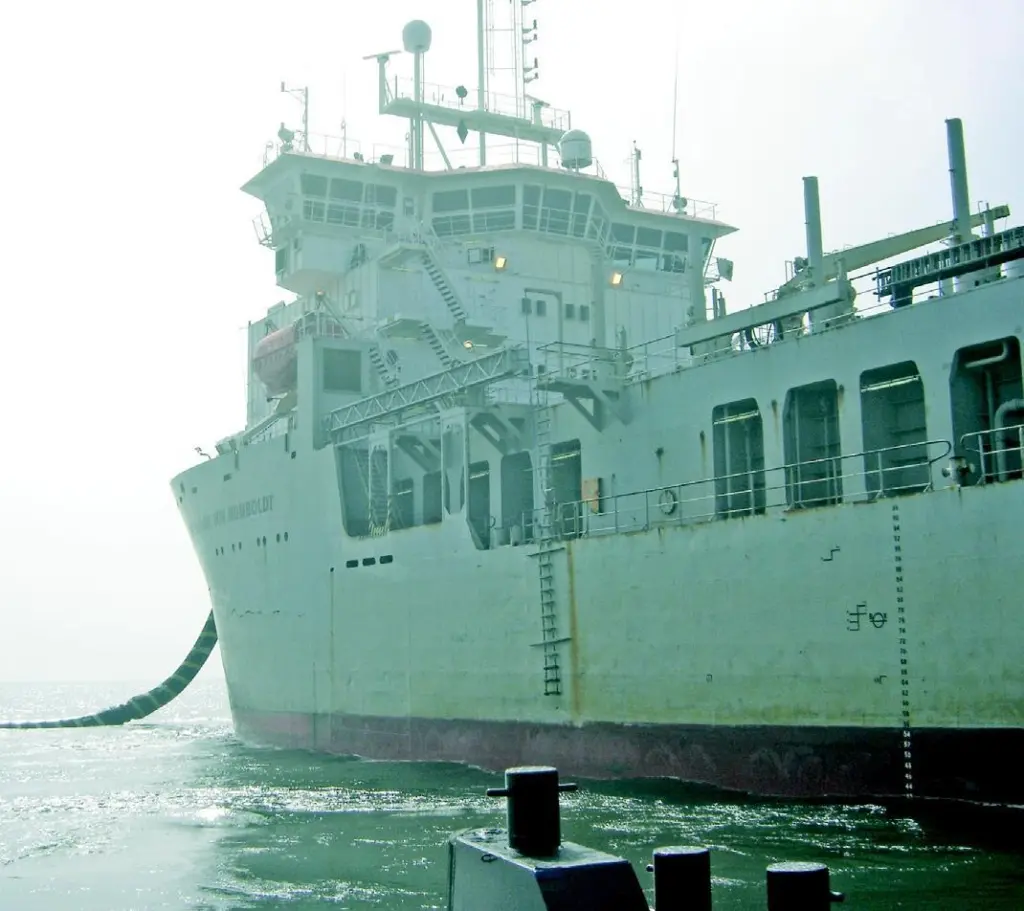 Jan De Nuls trailing suction hopper dredger Alexander von Humboldt is seen this month performing beach replenishment works at the Dutch island of Texel.