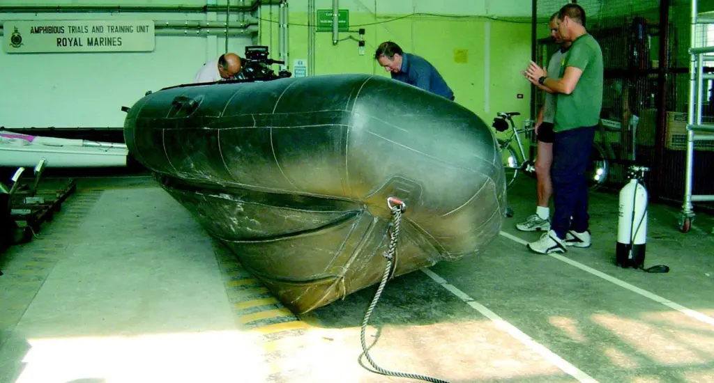 Claimed to be the worlds first fully inflatable RIB, the RRIB will fit into the back of a Land Rover.