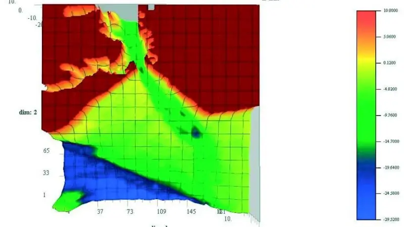The form of the natural channel approach channel into Portsmouth Harbour can be seen in this survey image.