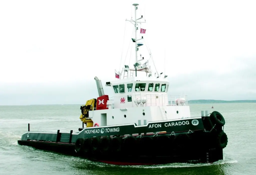 The only tug of any size to be built in Britain this year is the Afon Caradog.