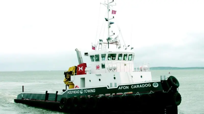 The only tug of any size to be built in Britain this year is the Afon Caradog.