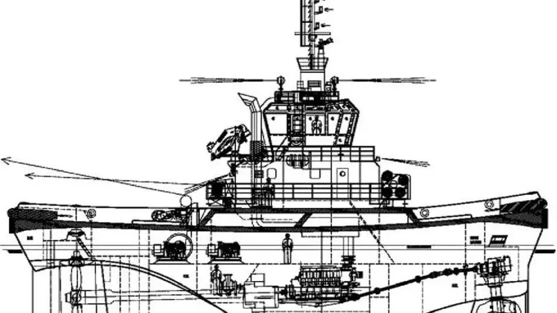 The first Carousel-Combi tugs to be ordered will have one large single screw and an azimuthing thruster forward.