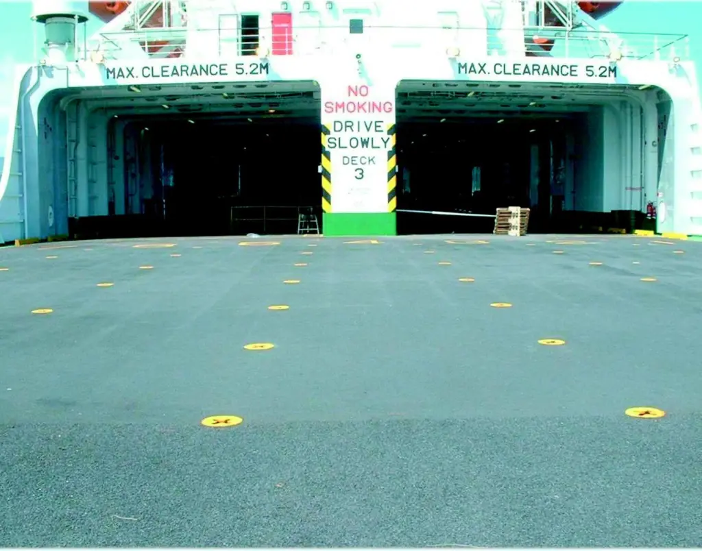 Traffideck has been used to surface the vehicle decks of this P&O ferry.