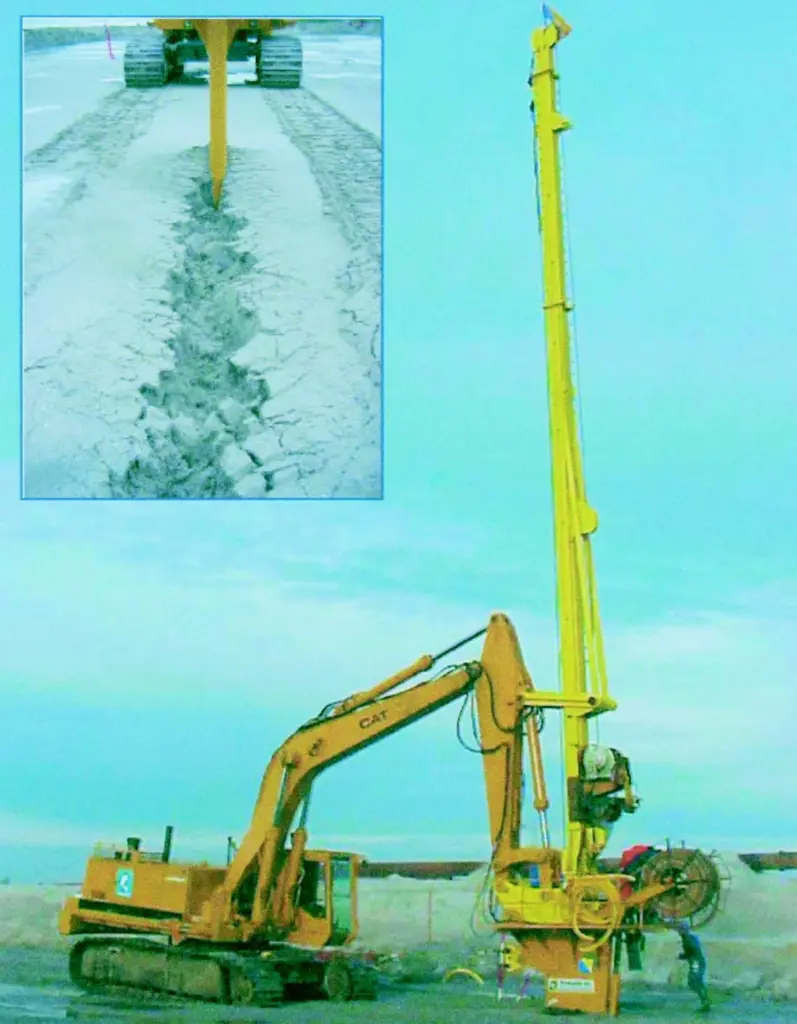 The BeauDrain system accelerates the compression of soft soils in land reclamation works.