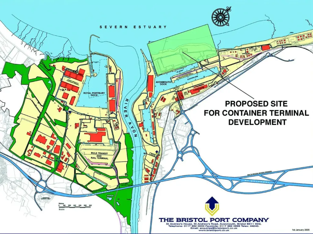 A map shows where Bristols proposed deep sea container terminal will be located.