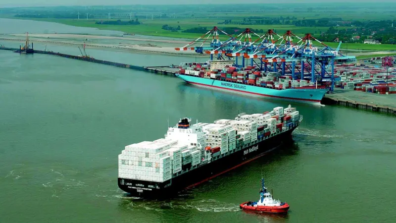 The existing turning basin at Bremerhaven would be a tight fit for the Emma Maersk.