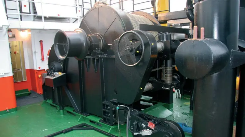 The Ridderinkhof waterfall winch is a large piece of machinery.