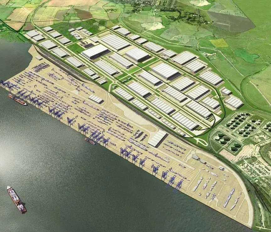 An artist's impression of the London Gateway development on the River Thames.