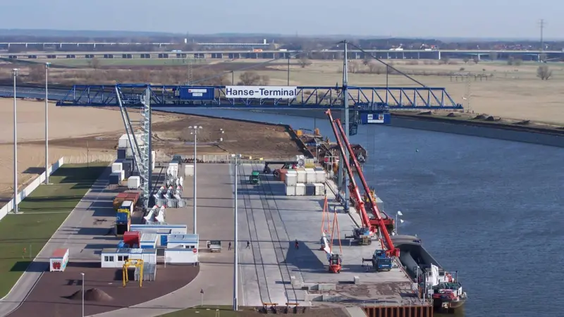 The new Hanse Terminal on the Elbe will provide tri-modal transport capability for the region.