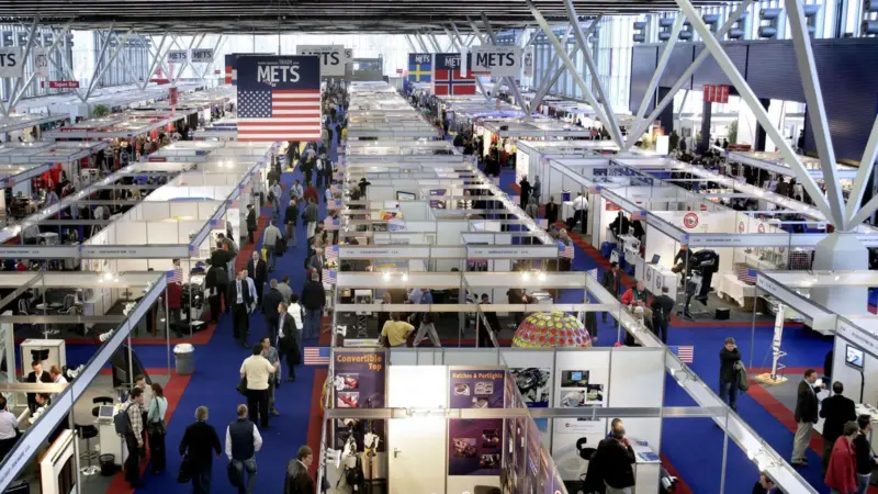 The Marine Equipment Trade Show (METS) fills a number of halls in Amsterdam's vast RAI exhibition complex.