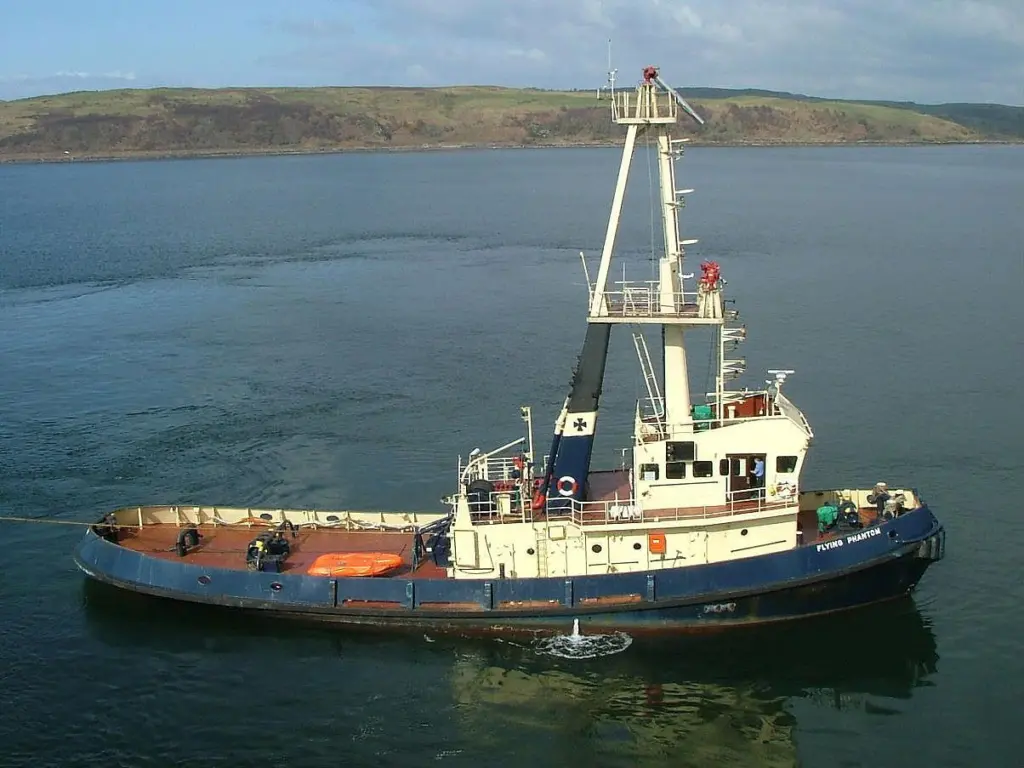 The 'Flying Phantom' tug, photographed on the water prior to her sinking