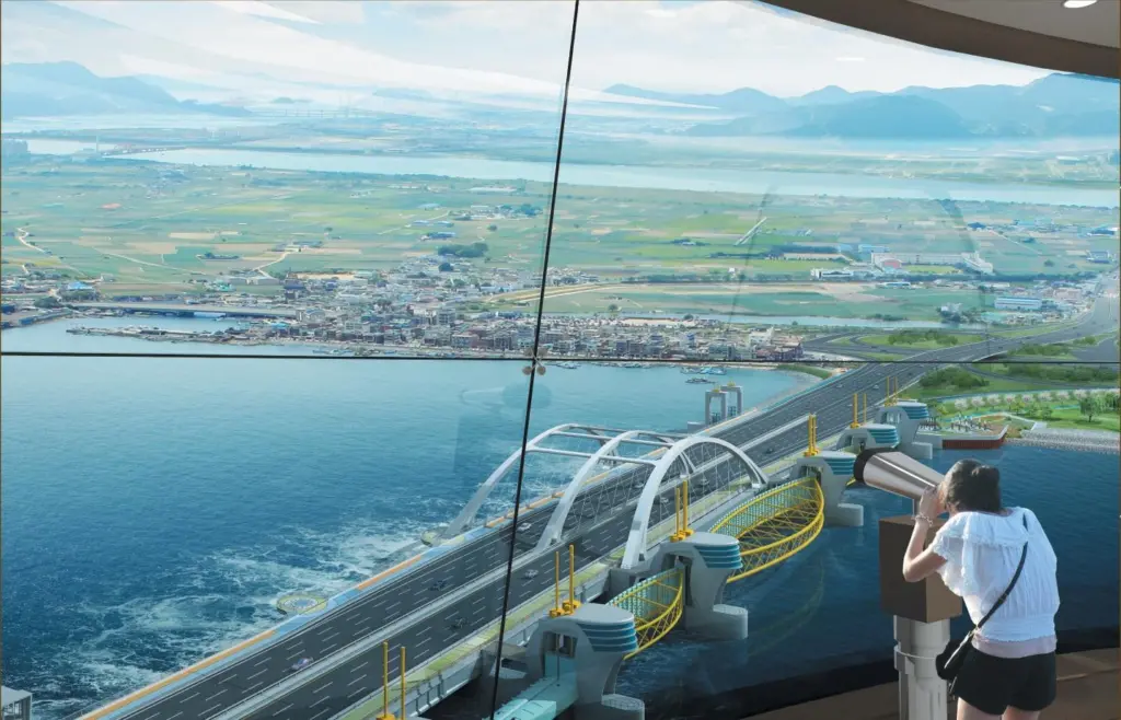 An artist’s impression of the new barrier, which is to be built across the Nakdong River to a DHV design.
