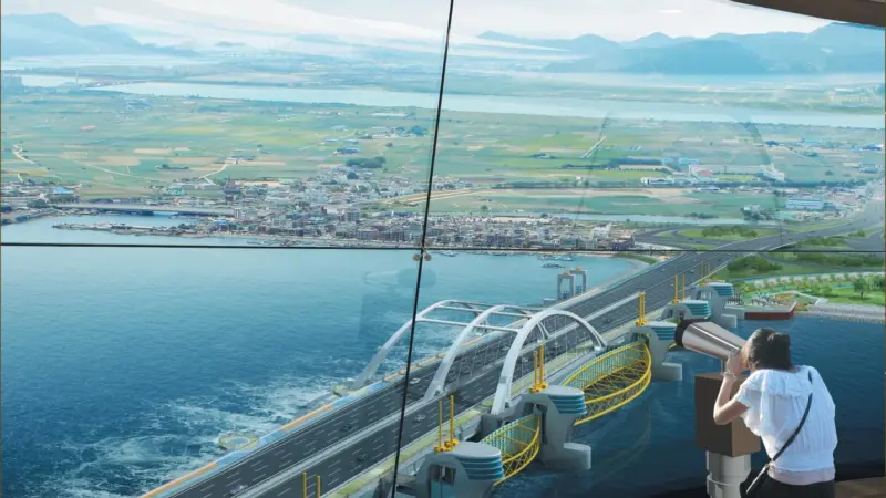An artist’s impression of the new barrier, which is to be built across the Nakdong River to a DHV design.