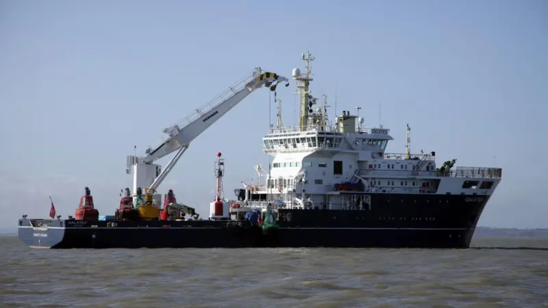 The Trinity House vessel ‘Galatea’ is being used for the deployment of the Hydrosphere buoys at  Sheringham Shoal.