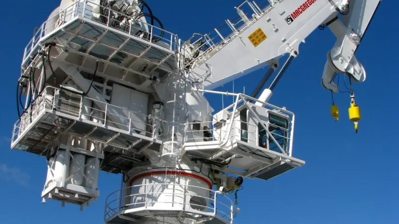 A MacGregor 150 ton active heave compensated subsea crane.