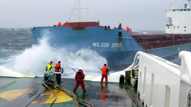 Great skill was required to take the ‘Wilson Dover’ in tow in heavy seas.