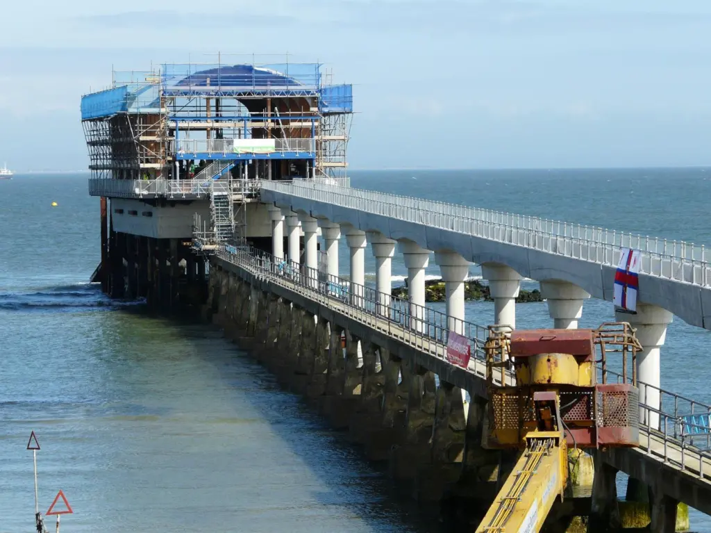 The offshore boathouse section of the new RNLI station is now well underway. Photo: Bryan Jones