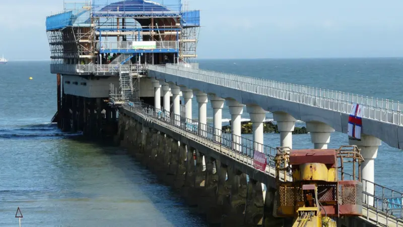The offshore boathouse section of the new RNLI station is now well underway. Photo: Bryan Jones
