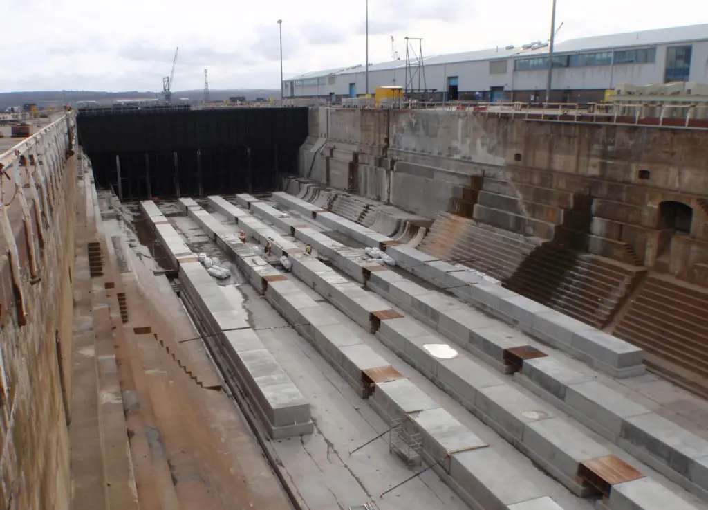 A view of Rosyth’s No 1 Dock showing caisson at the entrance.