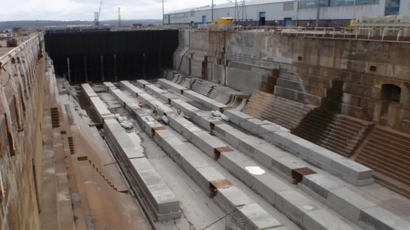 A view of Rosyth’s No 1 Dock showing caisson at the entrance.