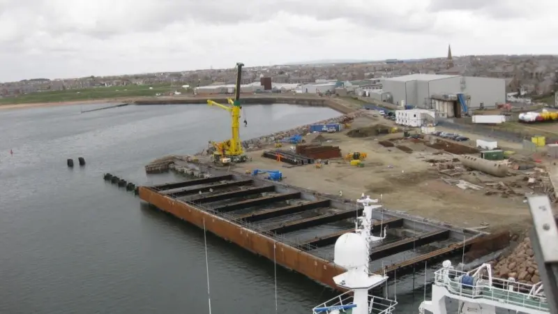 An aerial view of the Peterhead quay project.