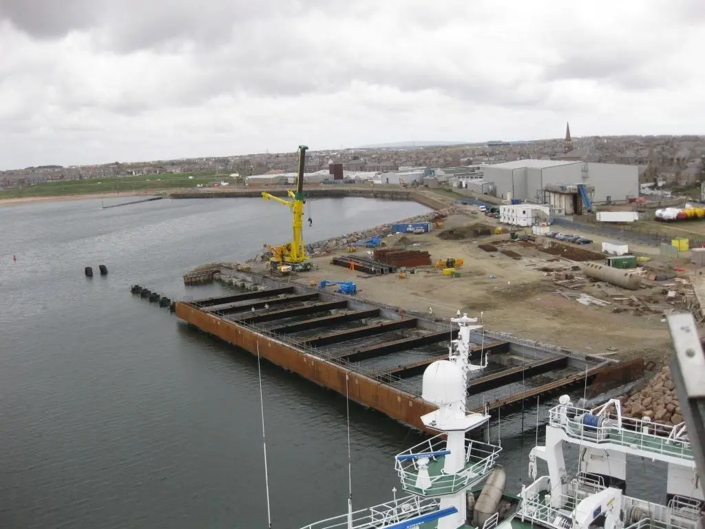 An aerial view of the Peterhead quay project.