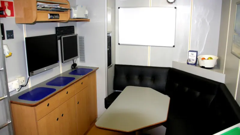 A well fitted messroom for five persons is adjacent to the galley.