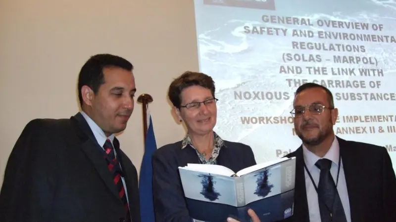 Mr Alahjane (Morocco) and Mr Al Hannini (Jordan) with Ms Marja Tiemens-