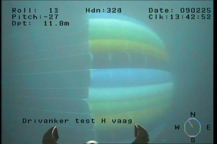 A sea anchor was filmed from an ROV during trials.
