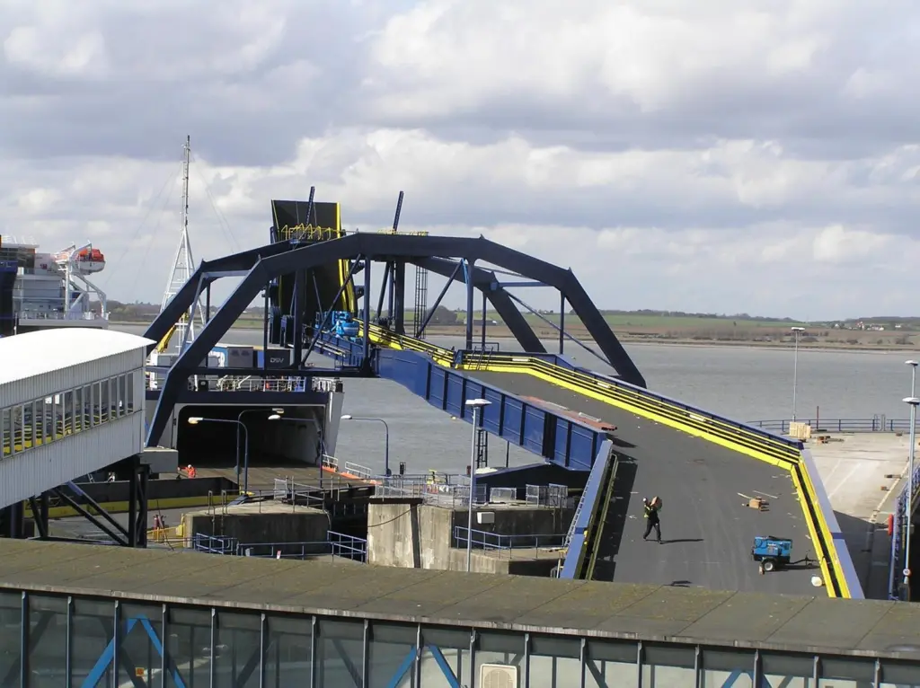 The new linkspan at Harwich is able to operate as two independent sections.
