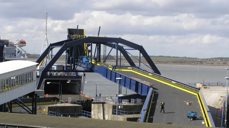 The new linkspan at Harwich is able to operate as two independent sections.