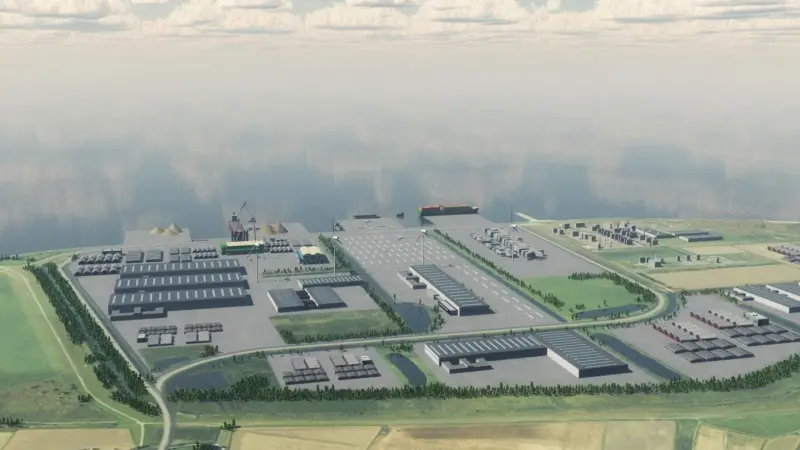 The new 460 hectare German site on the eastern side at Rysumer Nacken would be on about 12m of water, a big advantage over 8.3m in the existing port of Emden further inland.