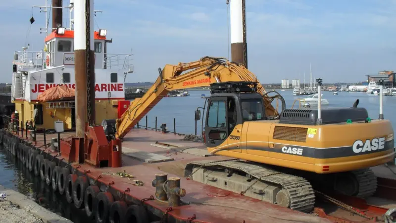 Doreen Dorward following its £80,000 refit, and the Case CX350 excavator with RTK GPS dredging system.