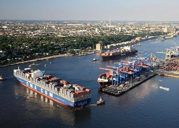 The 13,800 TEU containership ‘Christophe Columb’ is seen arriving in the Port of Hamburg last month. Photo: HHM/M Lindner