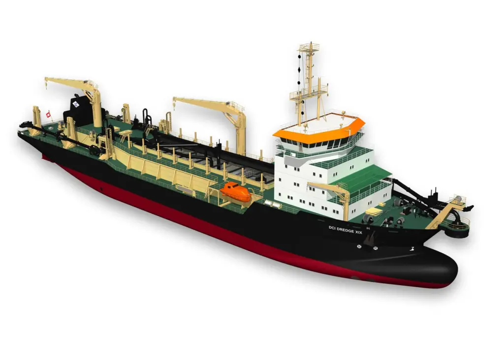 An artist’s impression of one of the two trailing suction hopper dredgers which IHC will build for the Dredging Corporation of India.