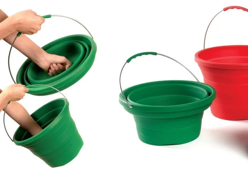 The Pack-Away Bucket is rigid and free standing when it is extended since there is sufficient stiffness in the design.
