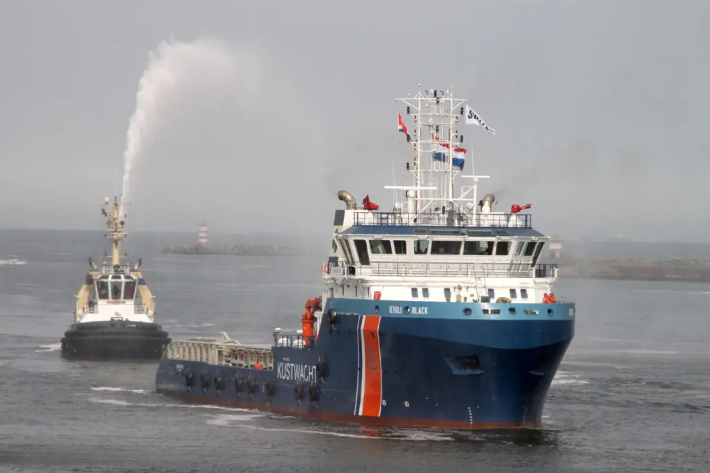 ‘Ievoli Black’ arrives off the Dutch coast to take up Coastguard duties. Photo: Jan Plug