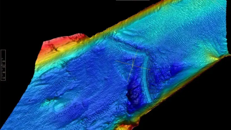 The Maeslantkering storm surge barrier in Rotterdam seen via data collected using the SONIC2022 at 400 kHz.