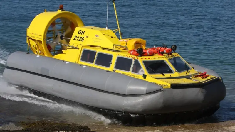 Meridian Marine’s Tiger 12 hovercraft takes to land at speed, something no other type of workboat can do.