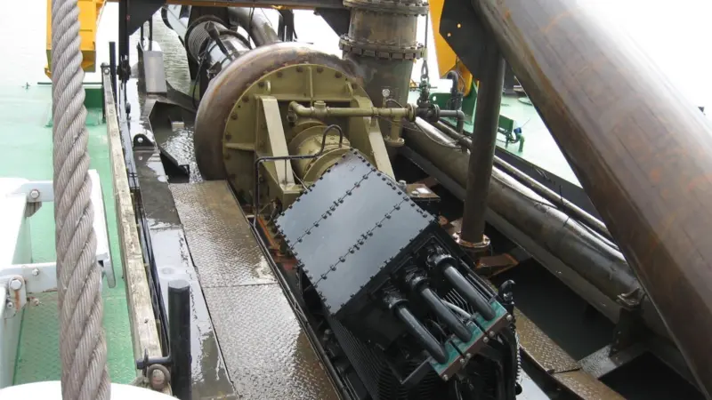 The Damen dredge pump of type BP6055LD with the new electrical drive seen on board the cutter suction dredger Maas.