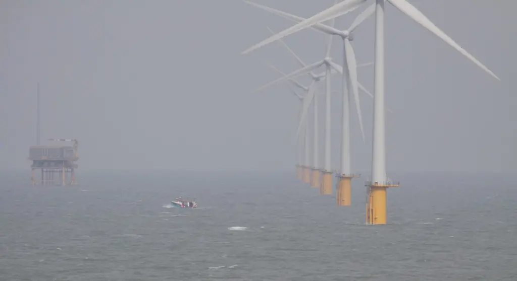 The 100 turbine 300MW Thanet Wind Farm off North Foreland was opened in September and currently holds the title of the world’s largest operational offshore wind farm. Photo by Peter Barker