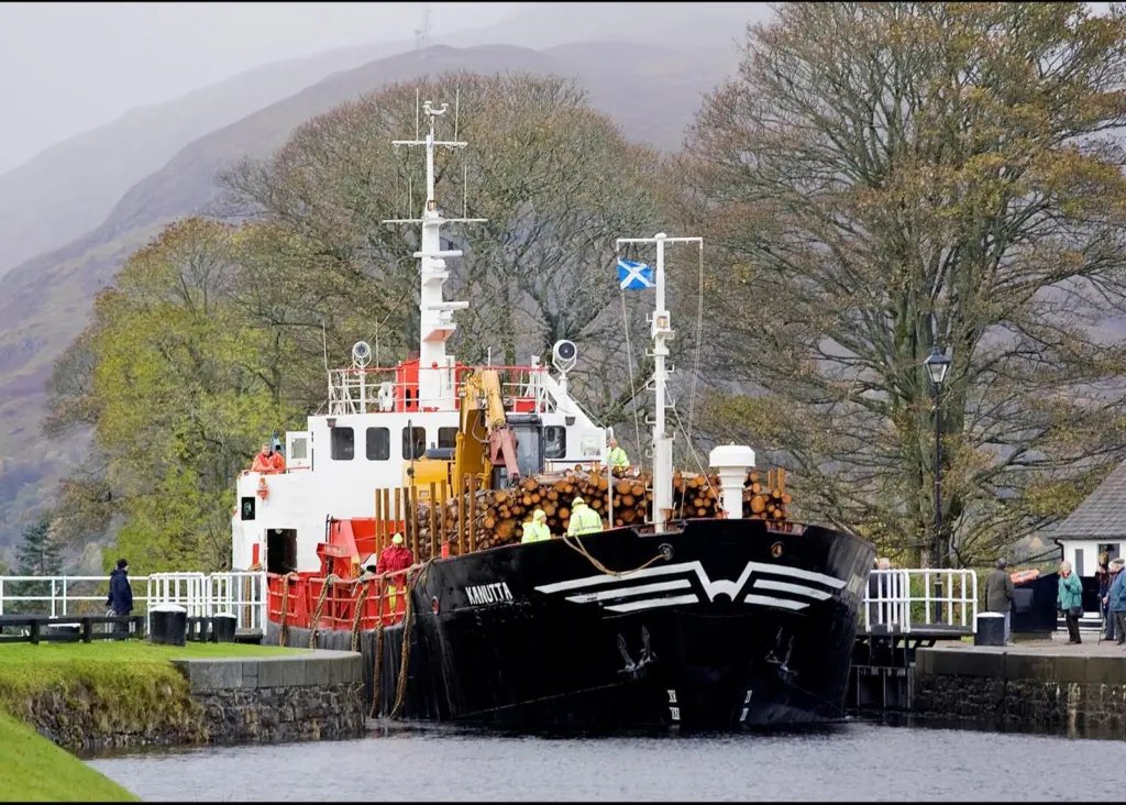 MV Kanutta is seen negotiating the Neptune Stairway during its successful maiden voyage on the Caledonian Canal last week.