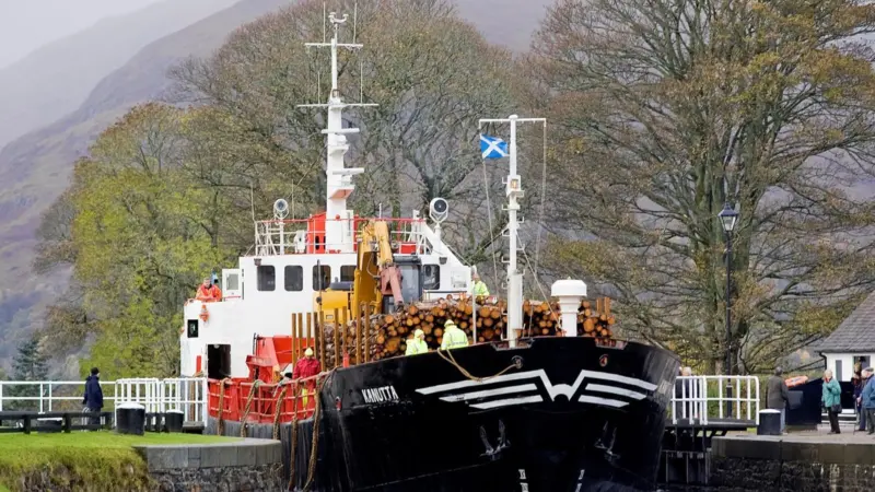 MV Kanutta is seen negotiating the Neptune Stairway during its successful maiden voyage on the Caledonian Canal last week.