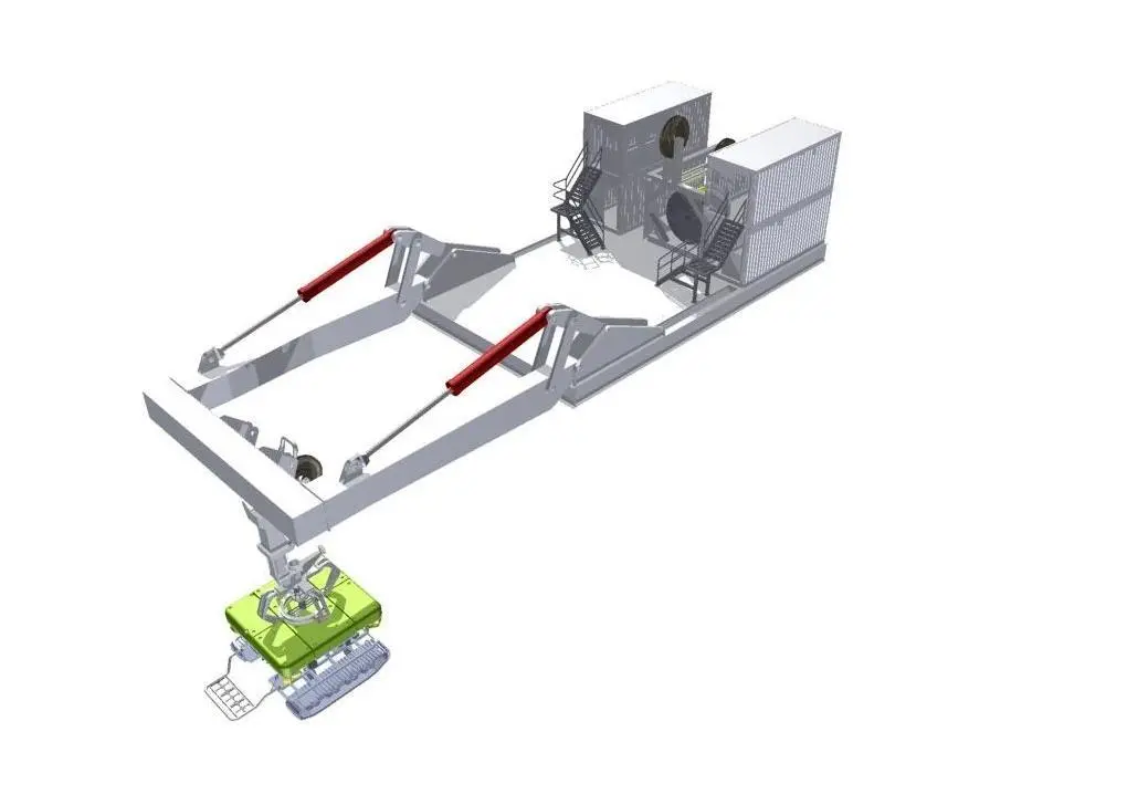 An illustration shows the Launch and Recovery System deploying the ITAT to the seafloor.
